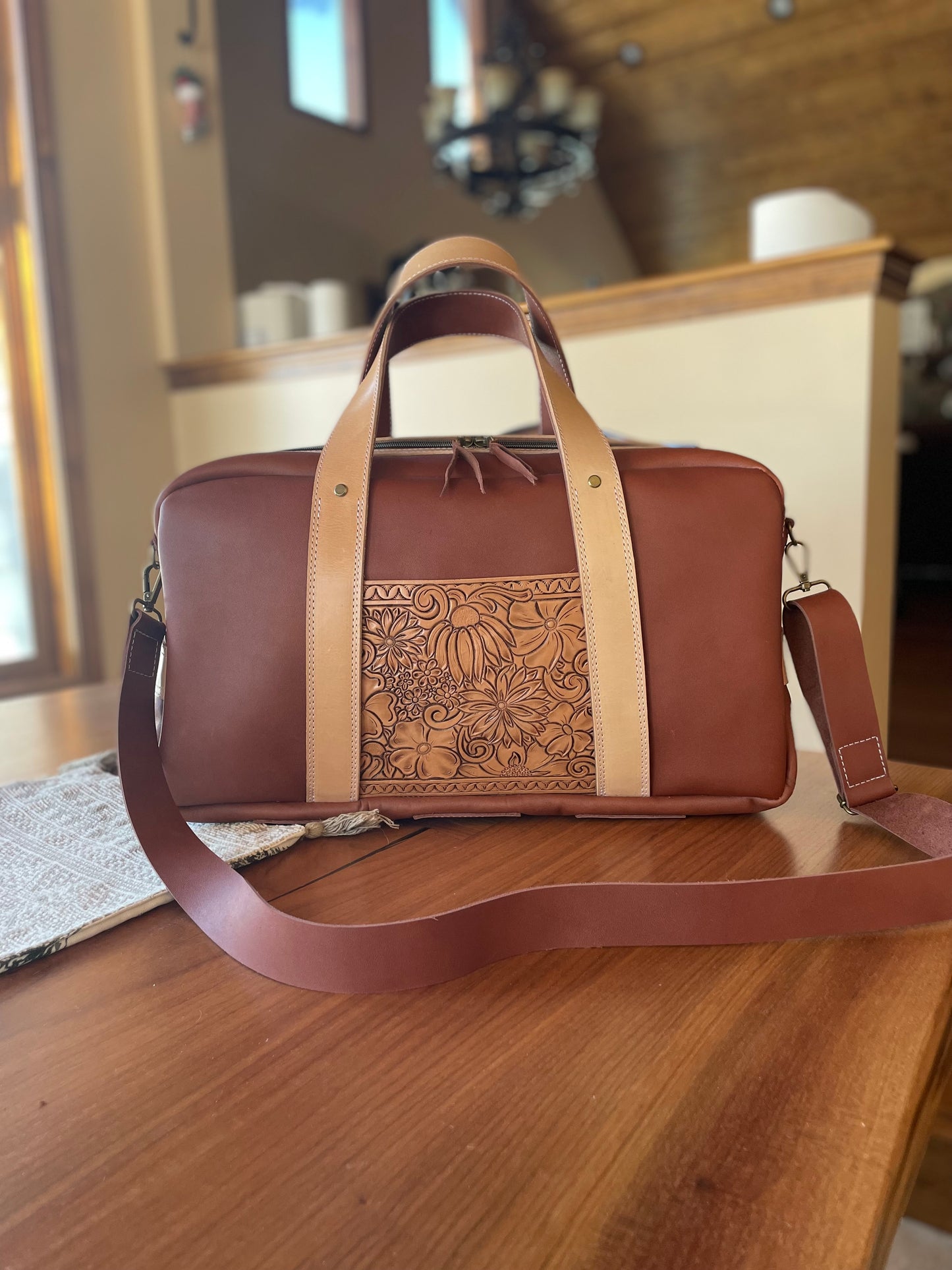 Ready to Ship Leather Carry on Travel Bag