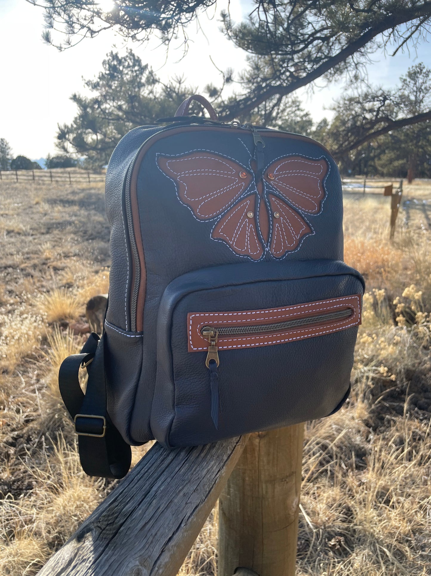 Navy Blue Butterfly Backpack