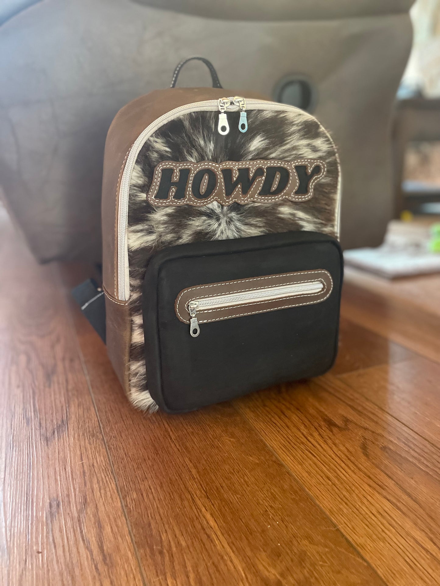 HOWDY Hair on Hide Leather Back Pack