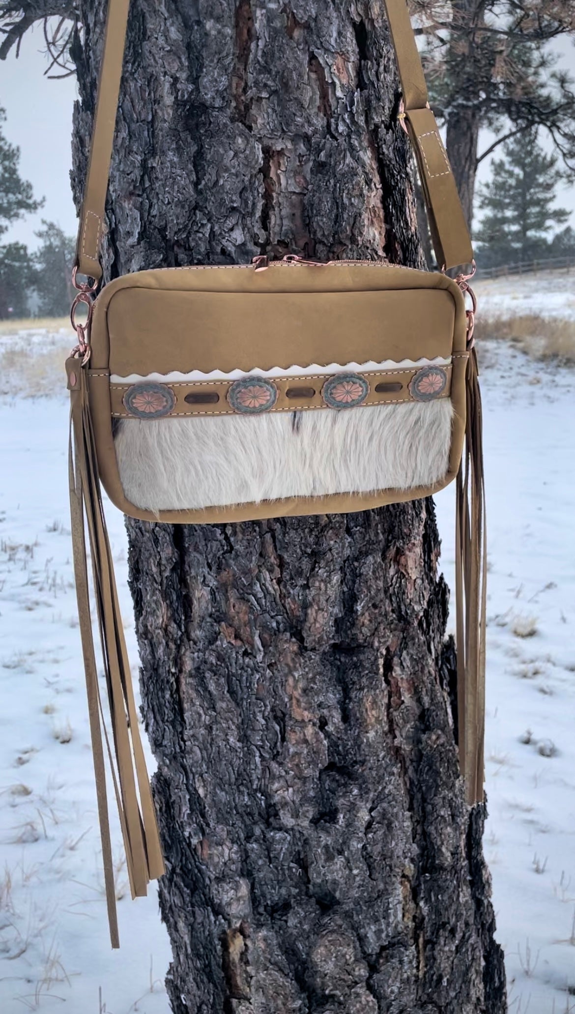 Ready to Ship - Crossbody Purse With Cowhide and Copper