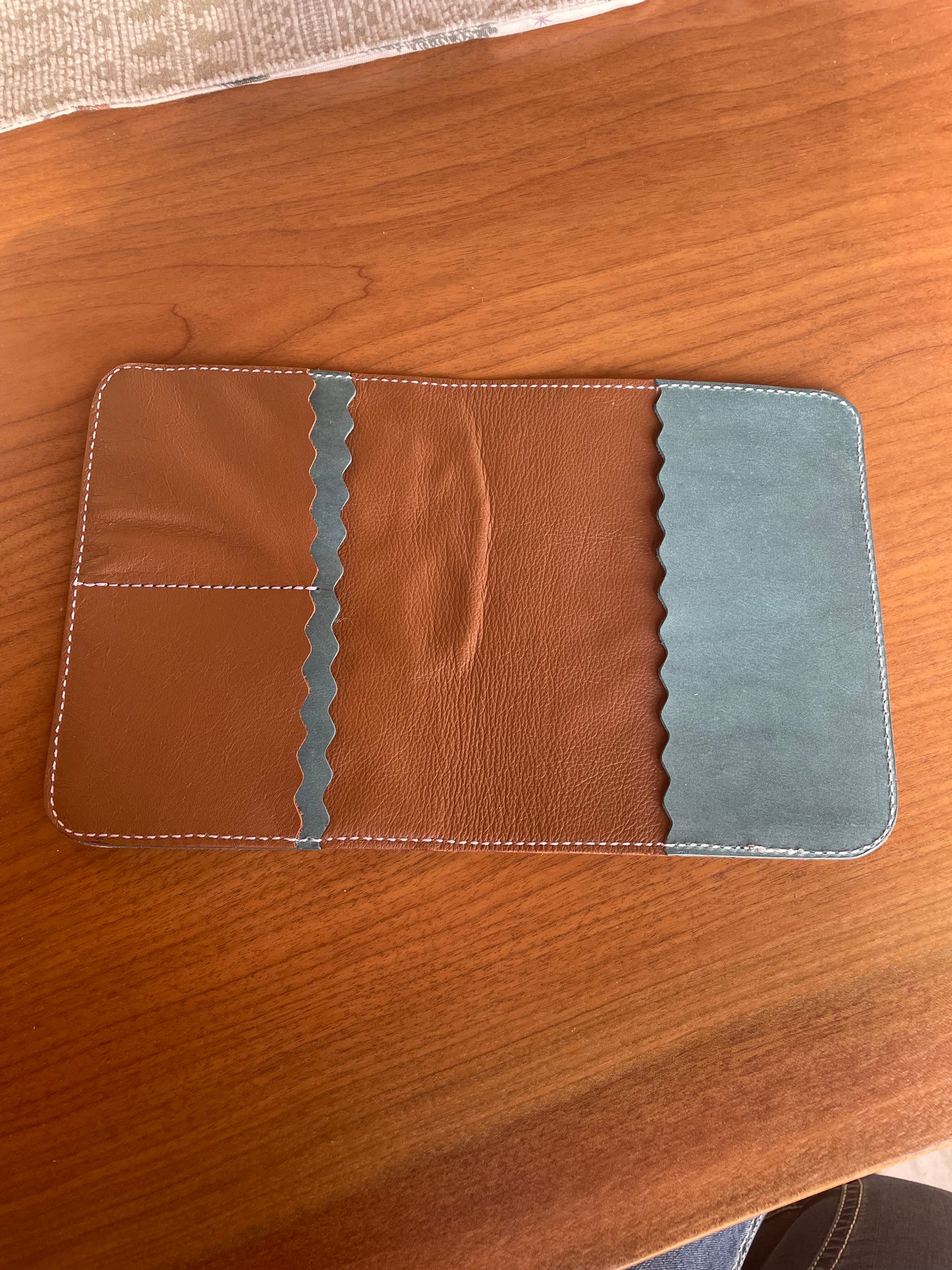 Brown and Turquoise Leather Floral Notebook Cover - Ready to Ship