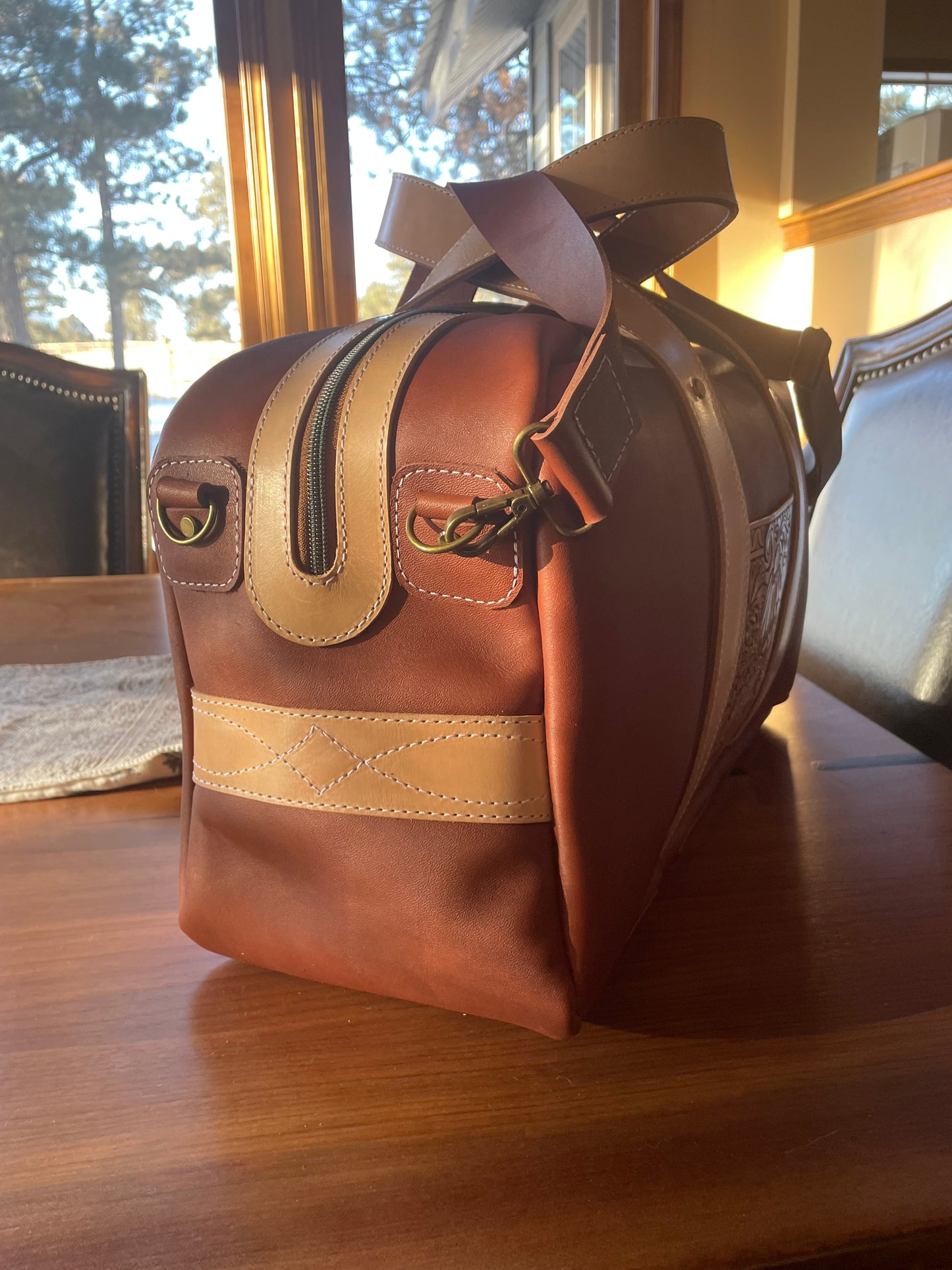 Ready to Ship Leather Carry on Travel Bag