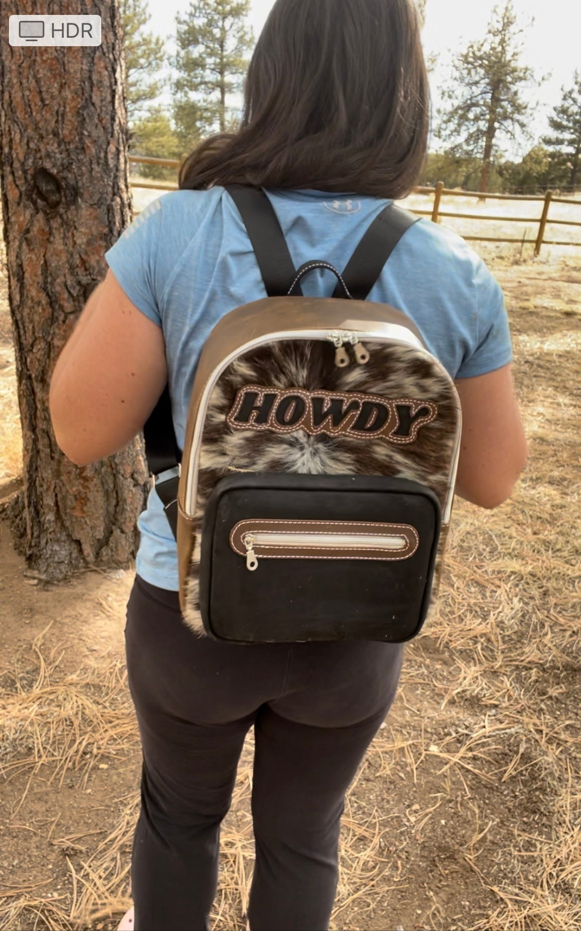 HOWDY Hair on Hide Leather Back Pack