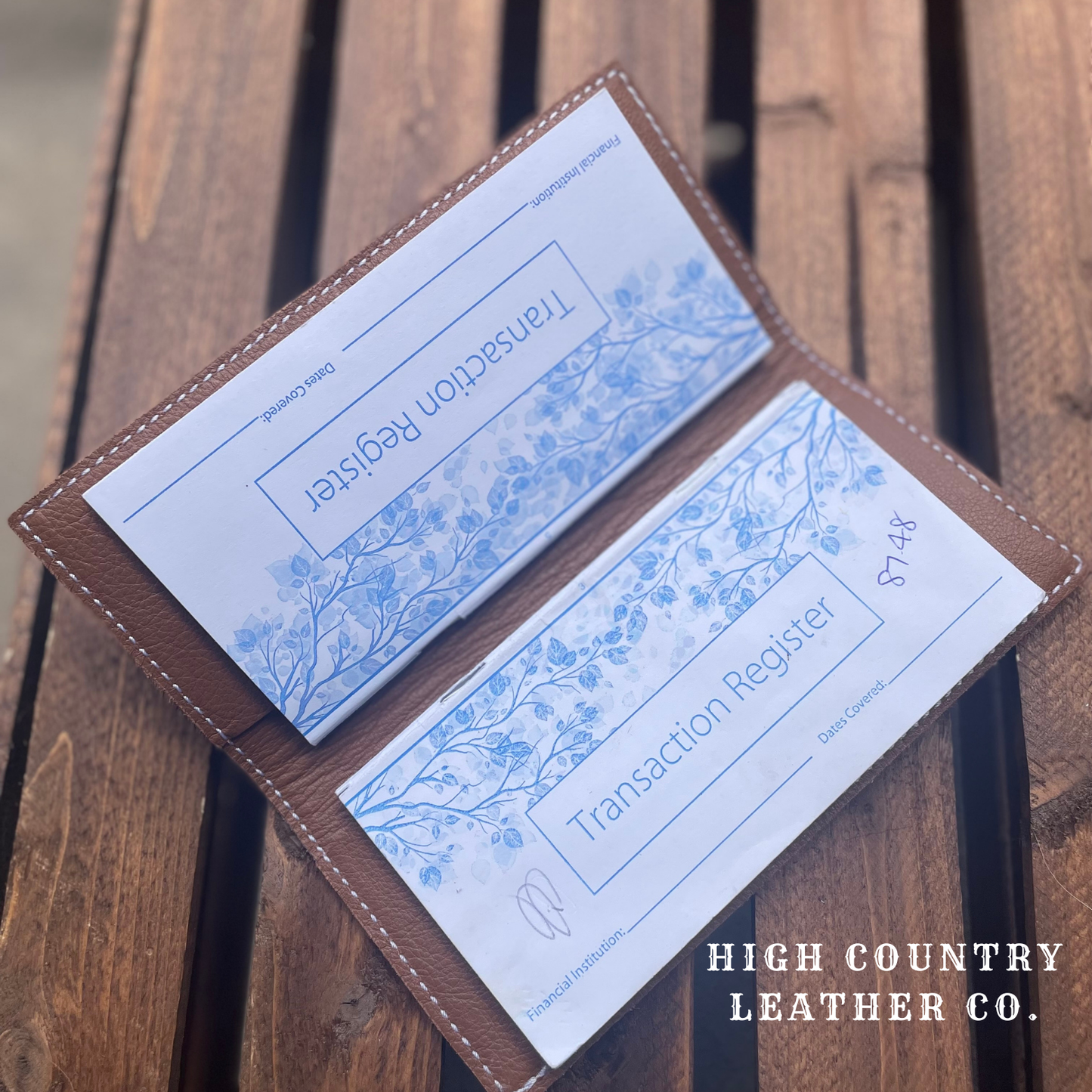 Checkbook Cover 7 - Tan and White Cowhide