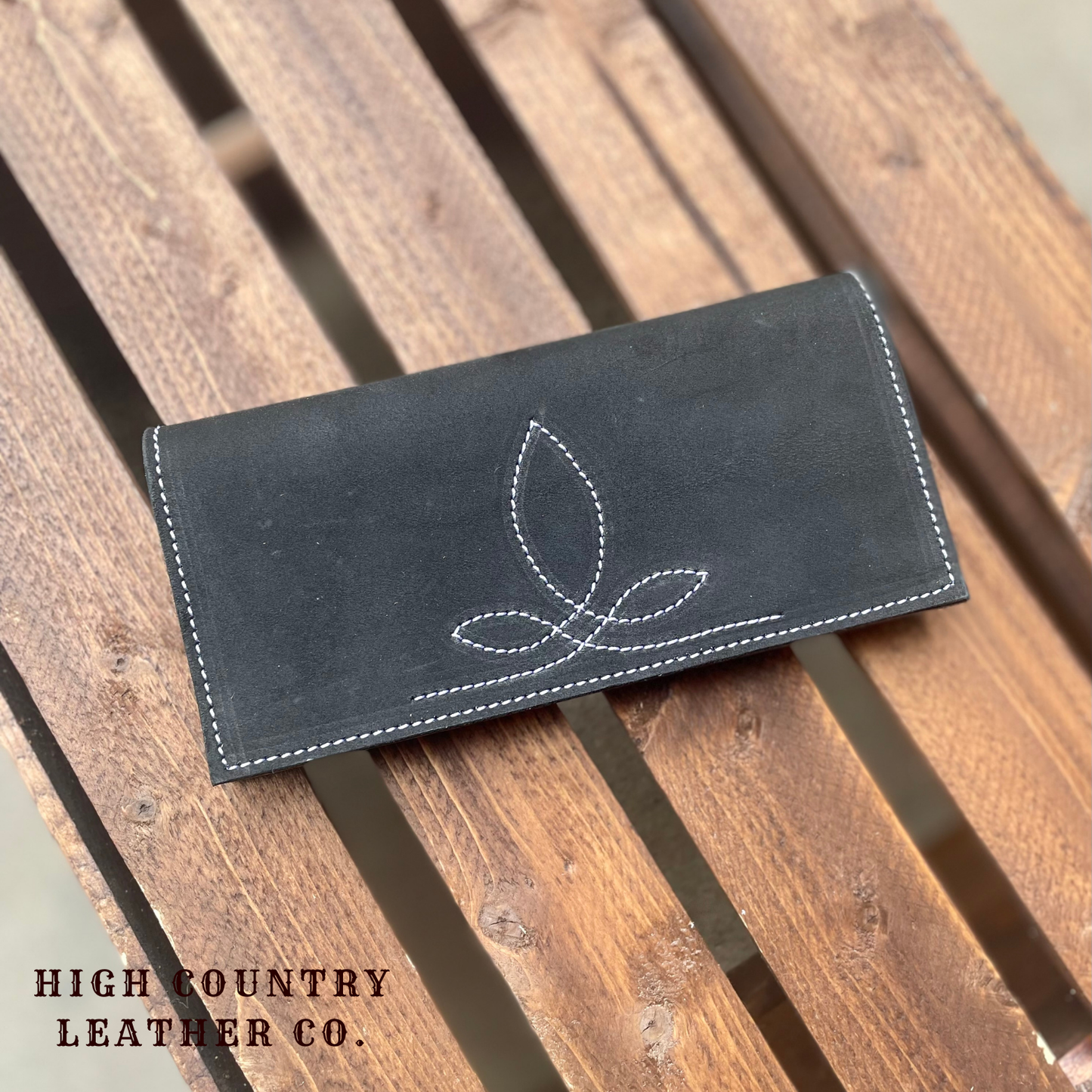 Checkbook Cover 12 - Black Western Embroidered