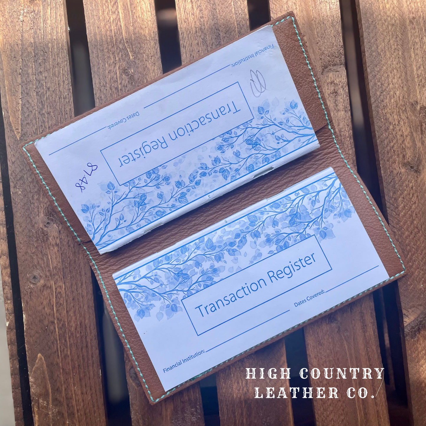 Checkbook Cover 6 - Turquoise Roses