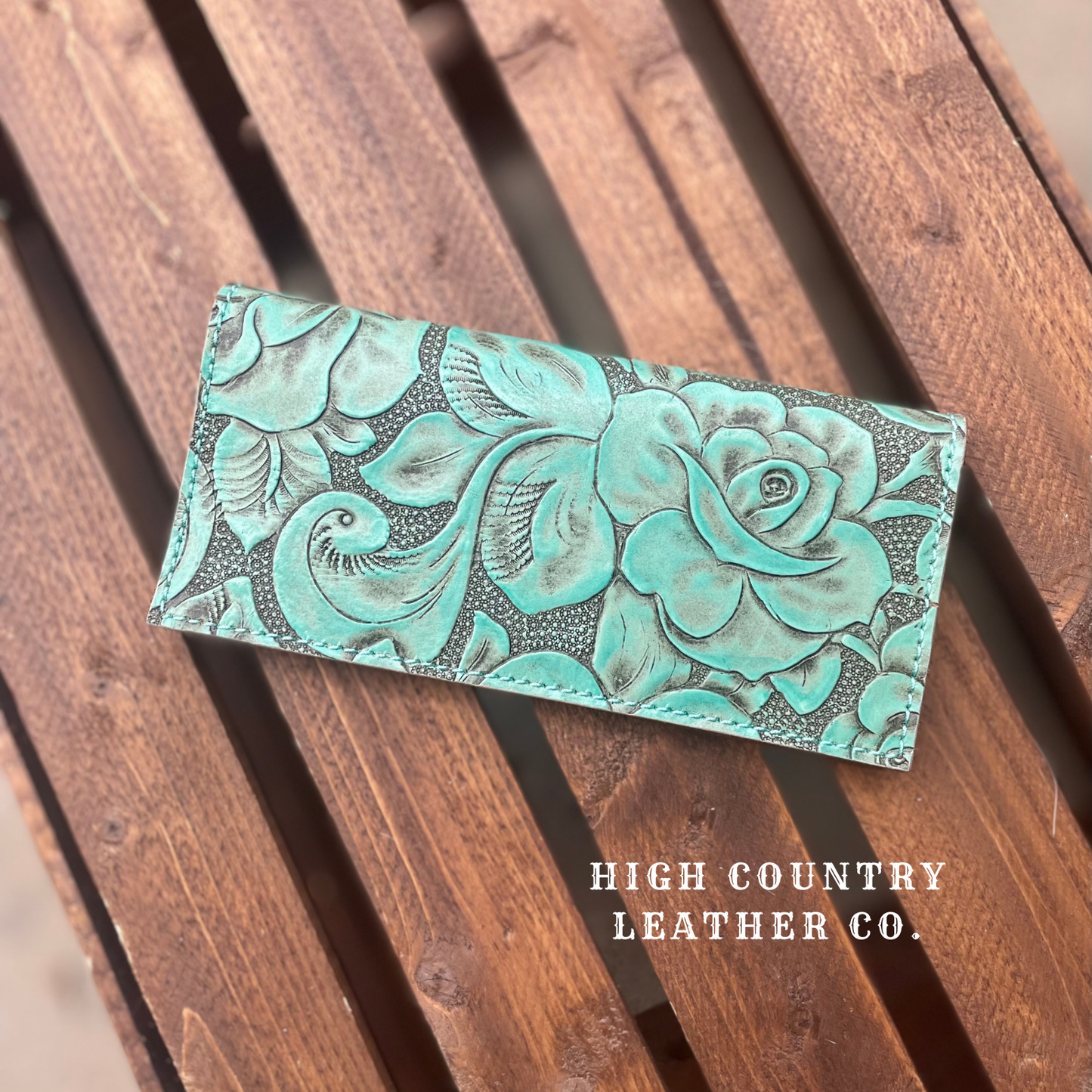 Checkbook Cover 6 - Turquoise Roses