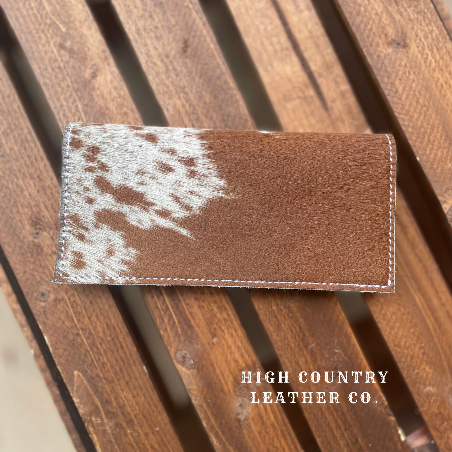 Checkbook Cover 7 - Tan and White Cowhide