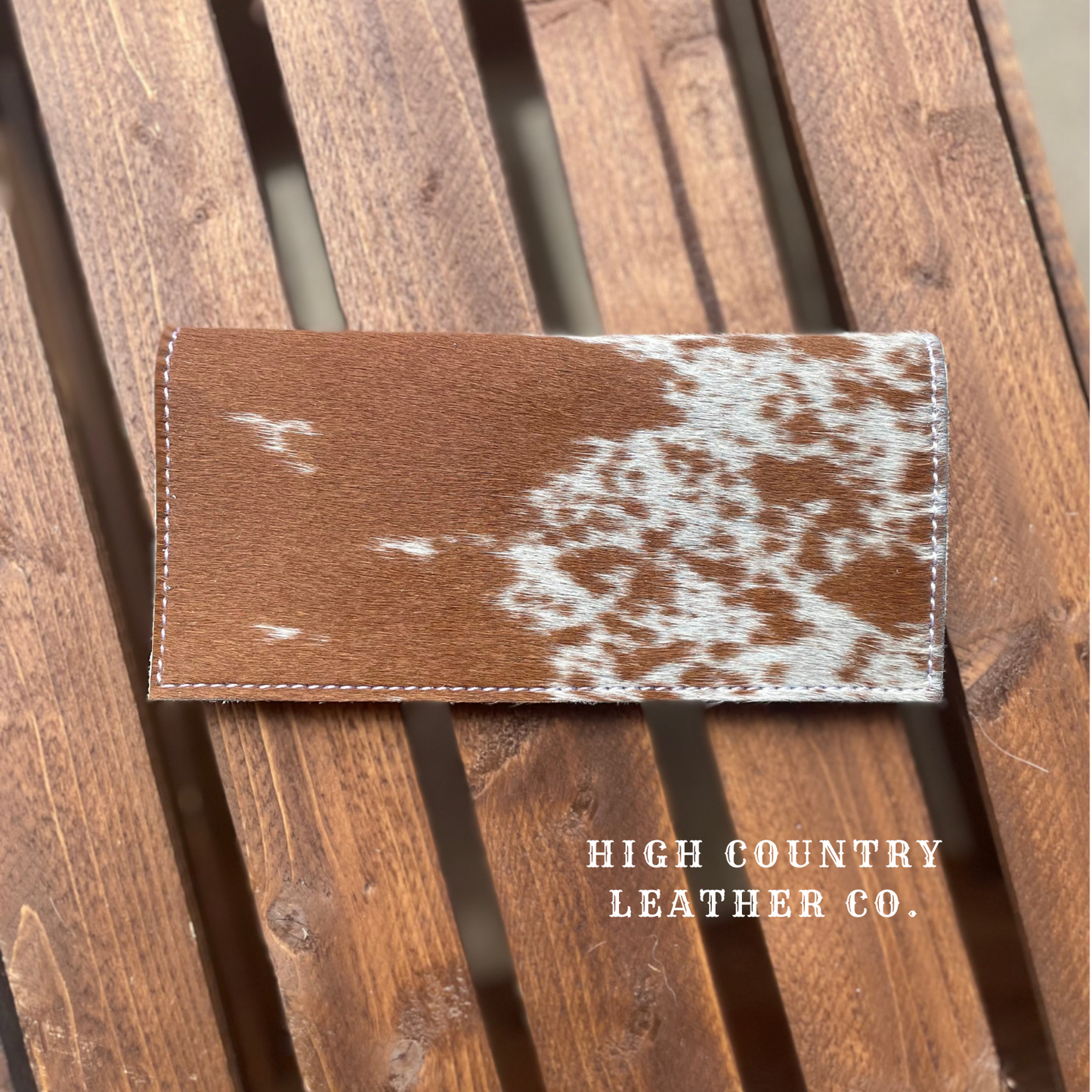 Checkbook Cover 7 - Tan and White Cowhide