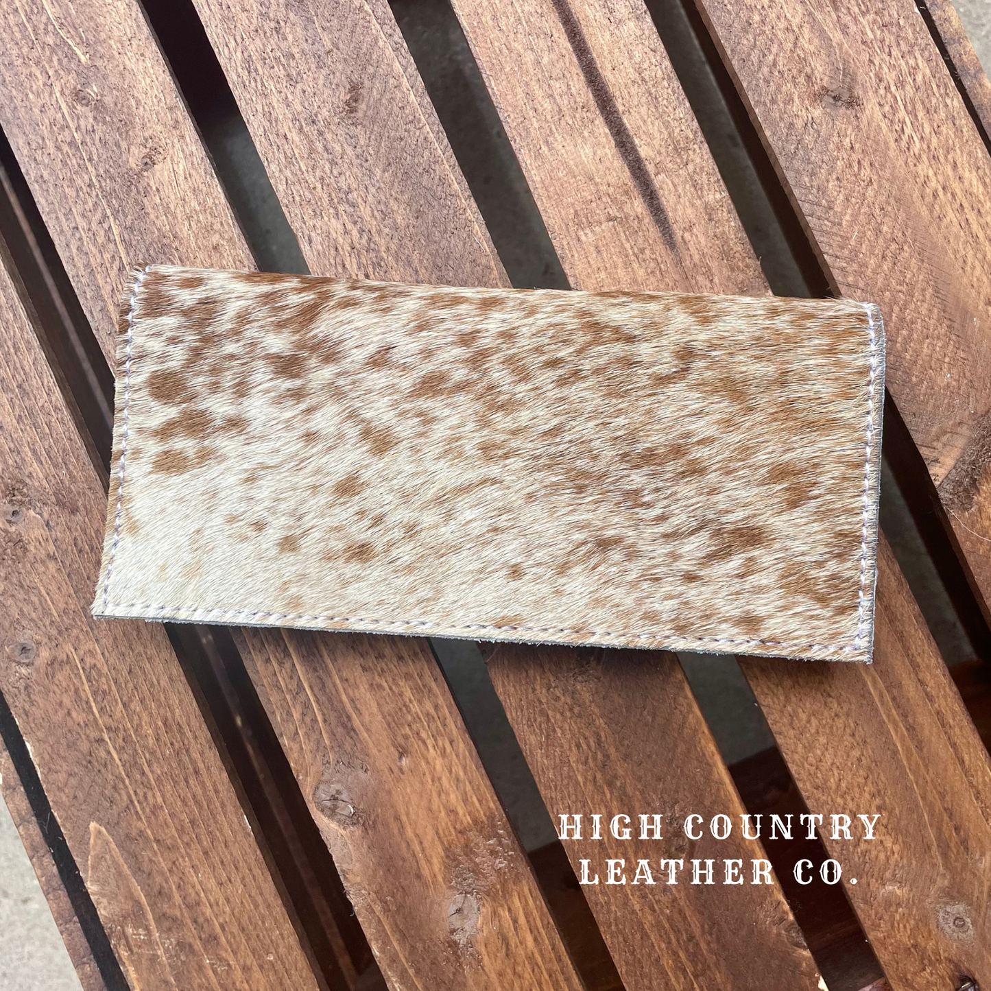 Checkbook Cover 8 - Brown and White Speckled Cowhide