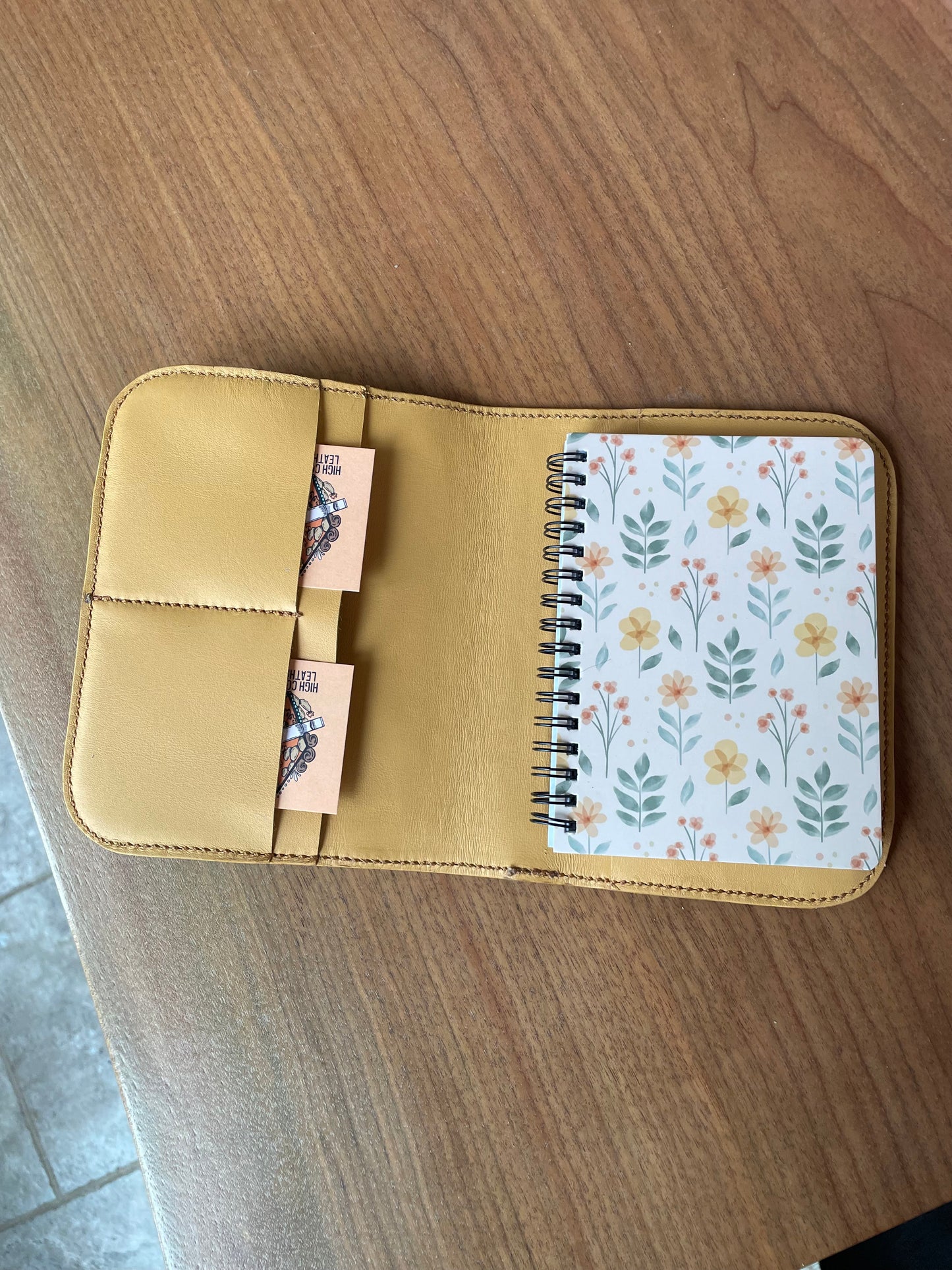 Brown Embossed Floral Leather Notebook Cover - Ready to Ship
