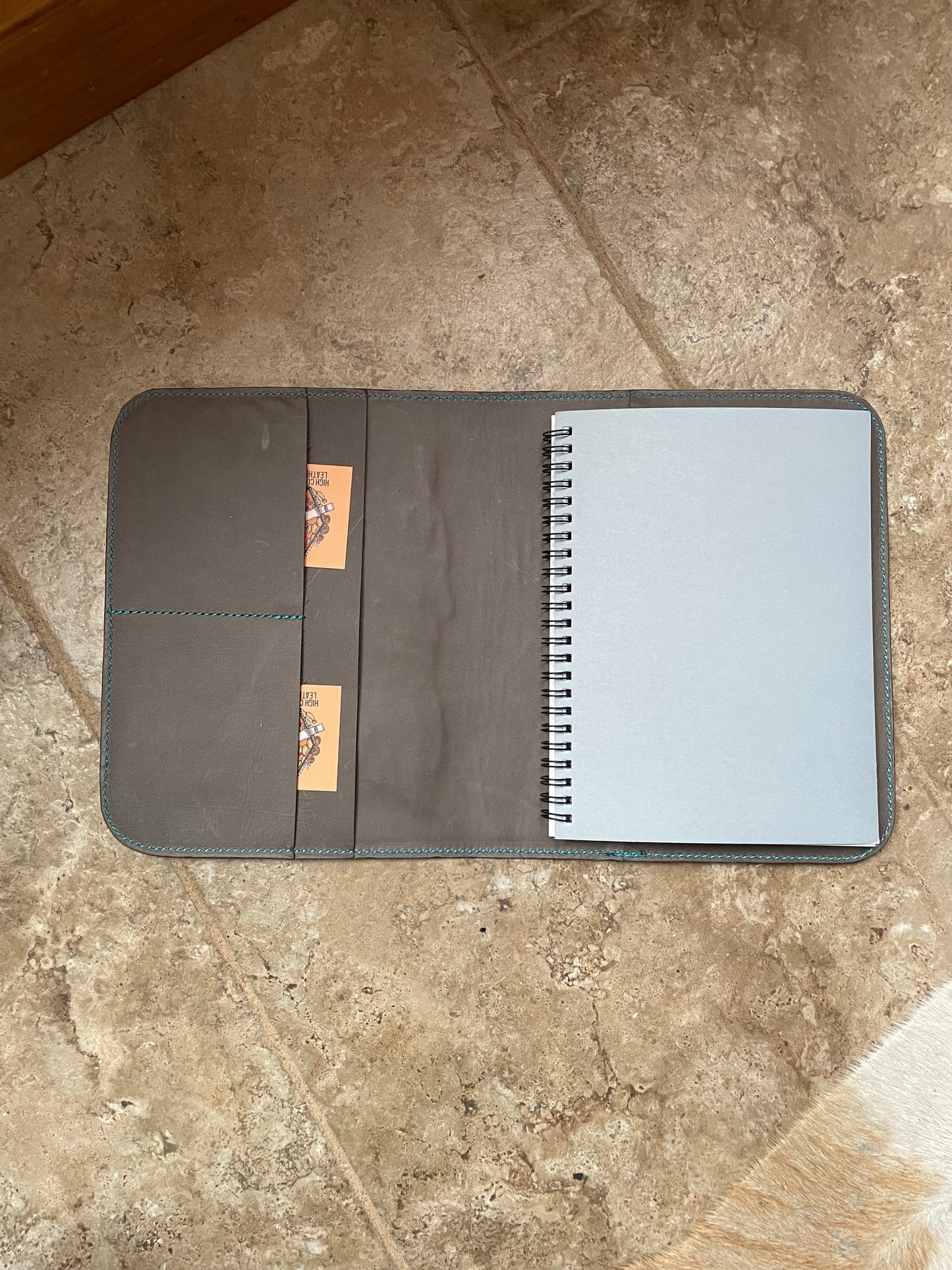 Leather Boot Stitched Bible/Notebook Covers , Purple Or Turquoise - Ready to Ship