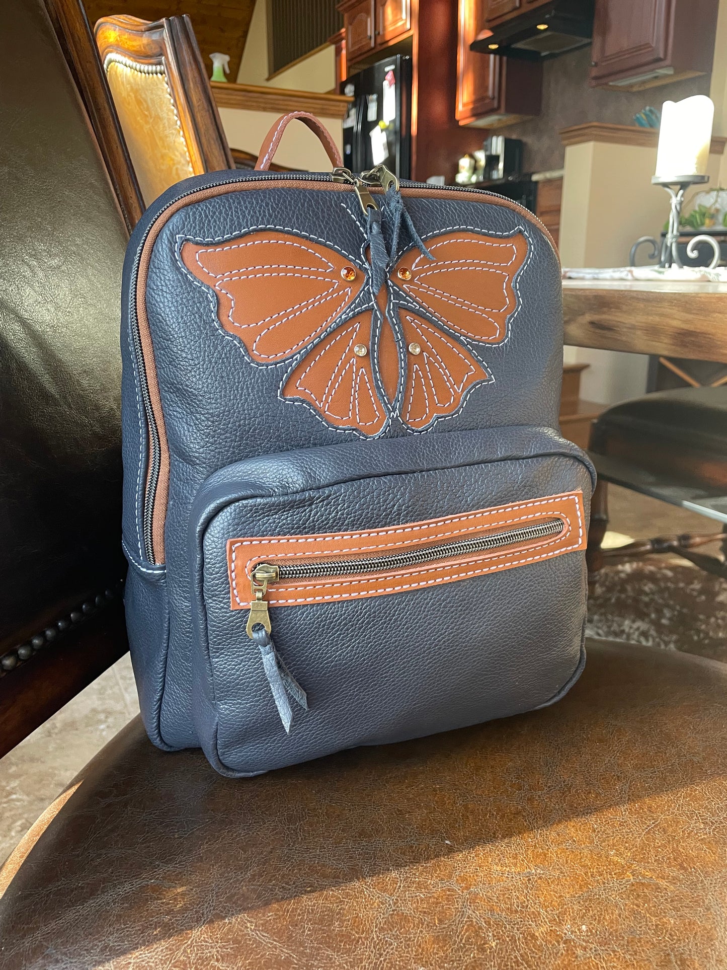 Navy Blue Butterfly Backpack