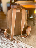 Leather Backpack With Southwestern Navy Wool
