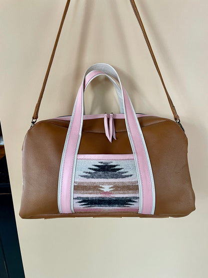 Ready to Ship! Pink & Brown Leather Carry On Bag