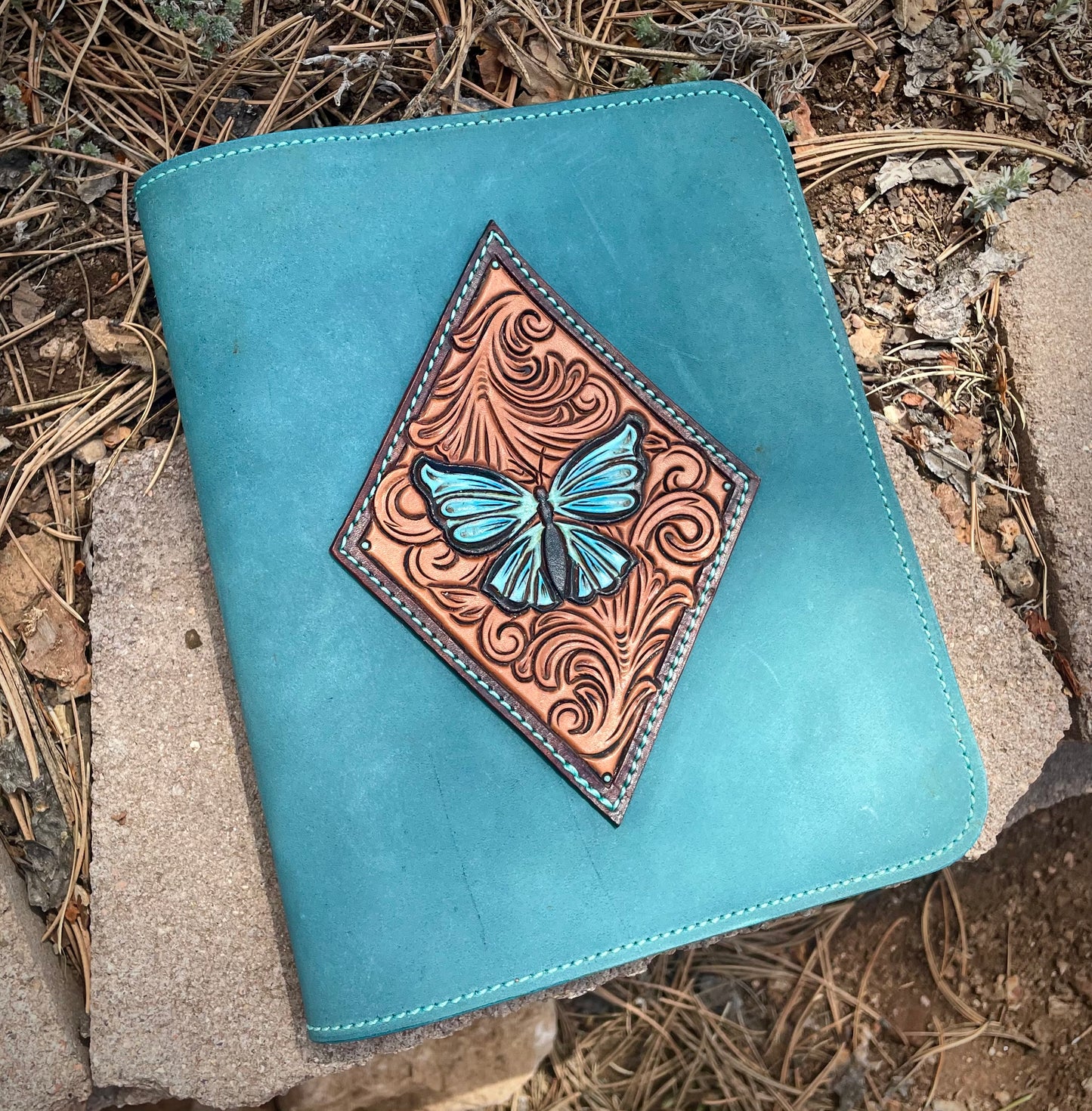 Butterfly Notebook/Bible Cover Turquoise