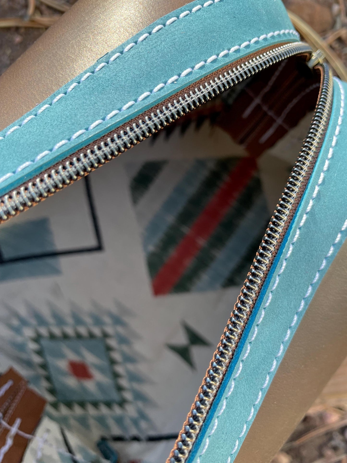 Ready to Ship Brown & Turquoise Dopp Shave Kit