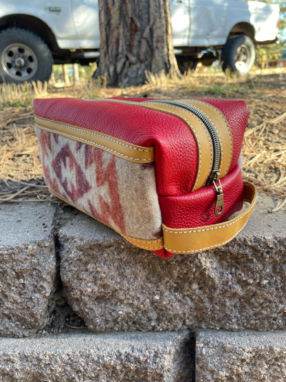 Ready to Ship Leather & Wool Dopp Kit