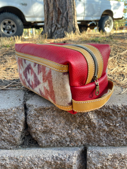 Ready to Ship Leather & Wool Dopp Kit