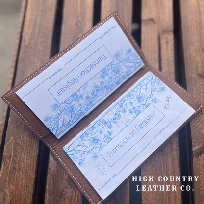 Checkbook Cover 7 - Tan and White Cowhide