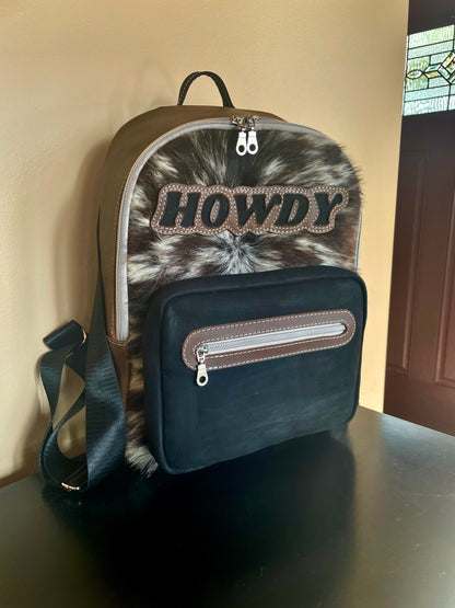 HOWDY Hair on Hide Leather Back Pack