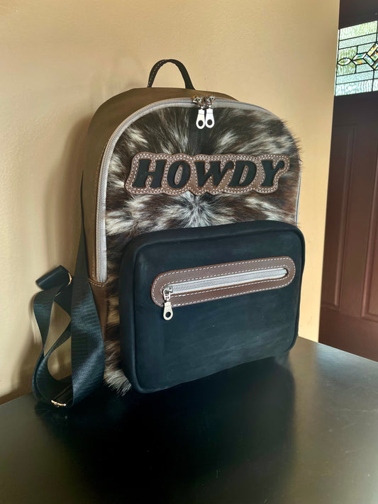 HOWDY Hair on Hide Leather Back Pack