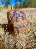 Leather Backpack With Southwestern Navy Wool