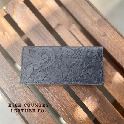Checkbook Cover 1 - Black Floral Roses