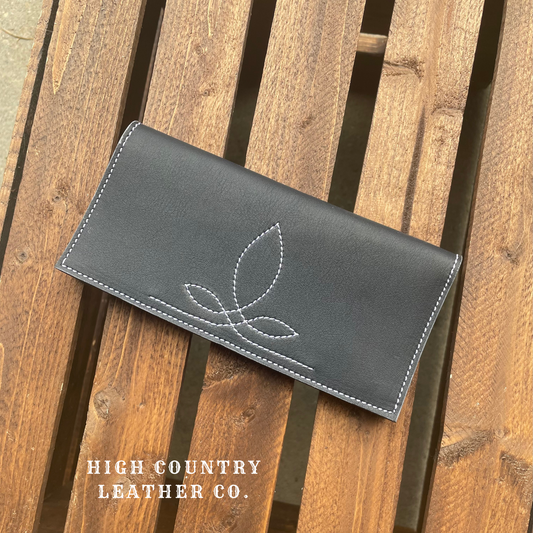Checkbook Cover 11 - Navy Toe Bug Embroidery