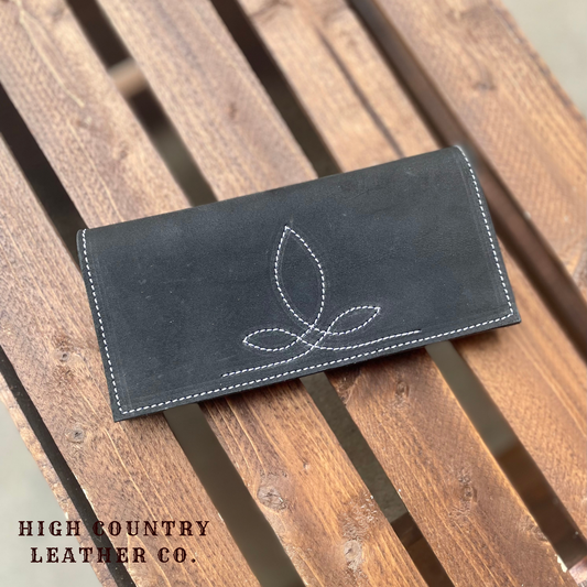 Checkbook Cover 12 - Black Western Embroidered