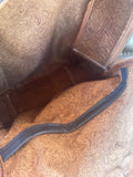 Leather Backpack With Southwestern Navy Wool