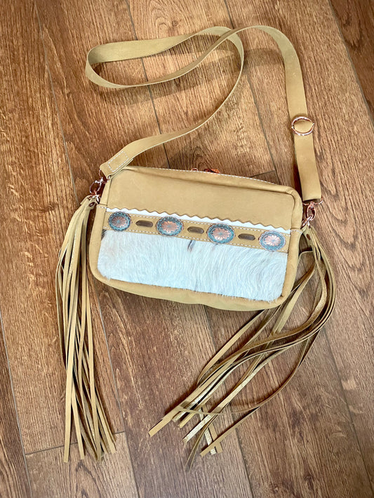 Ready to Ship - Crossbody Purse With Cowhide and Copper